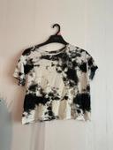 T-shirt Zara tie and die taille m 38 noir et blanc