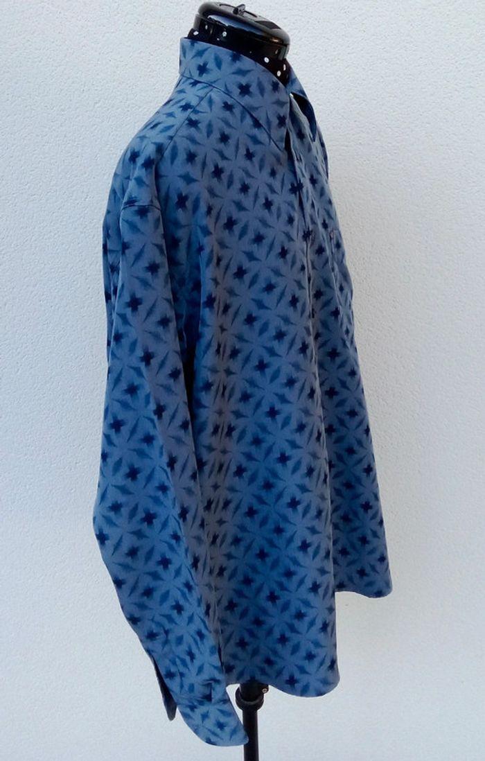 Chemise manches longues bleu à motifs Laurent Cerrer taille 4 ou XL - photo numéro 2