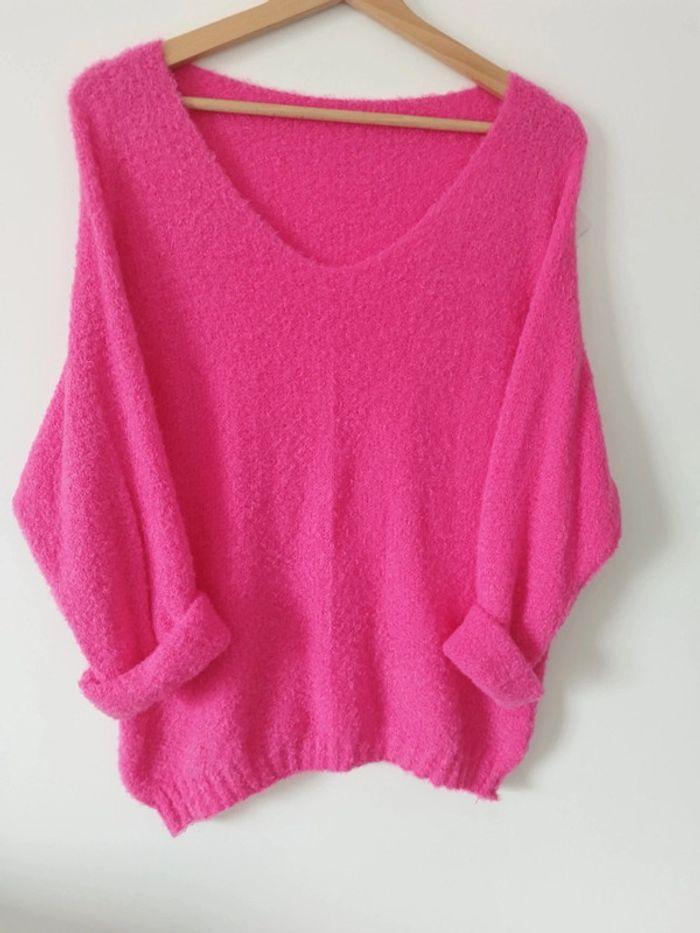 Pull fluide avec laine et mohair fushia - photo numéro 3