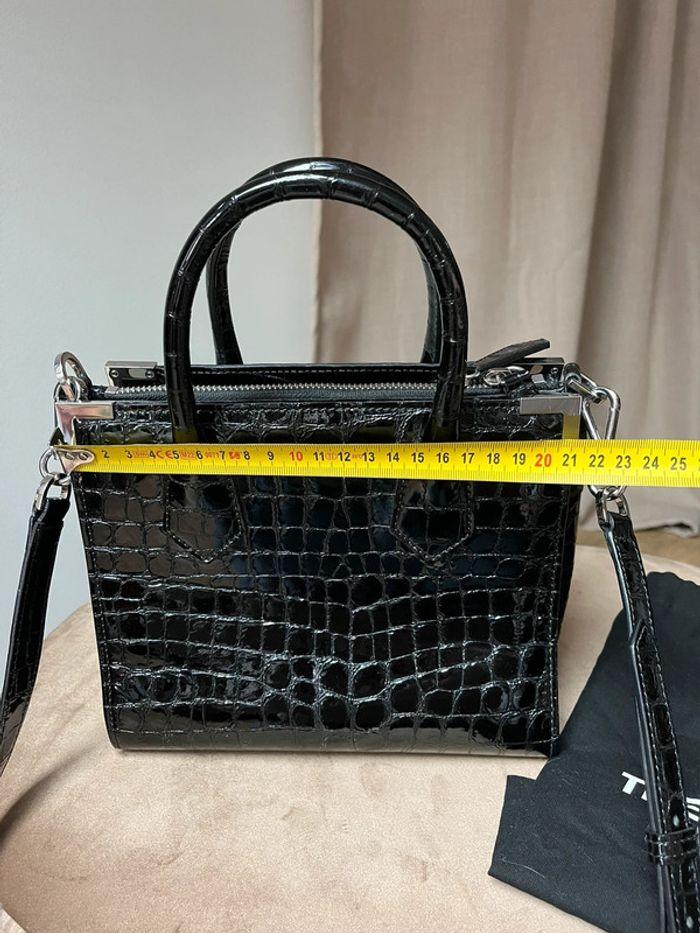 Sac bandoulière Ming en cuir vernis croco noir The Kooples Médium - photo numéro 11