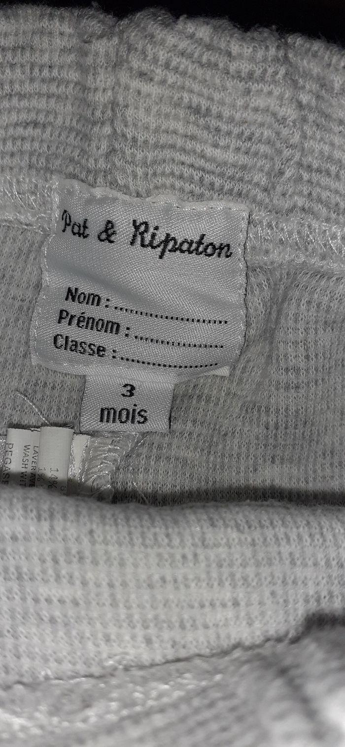 Pantalon 3 mois gris clair poche kangourou avec animal - photo numéro 2