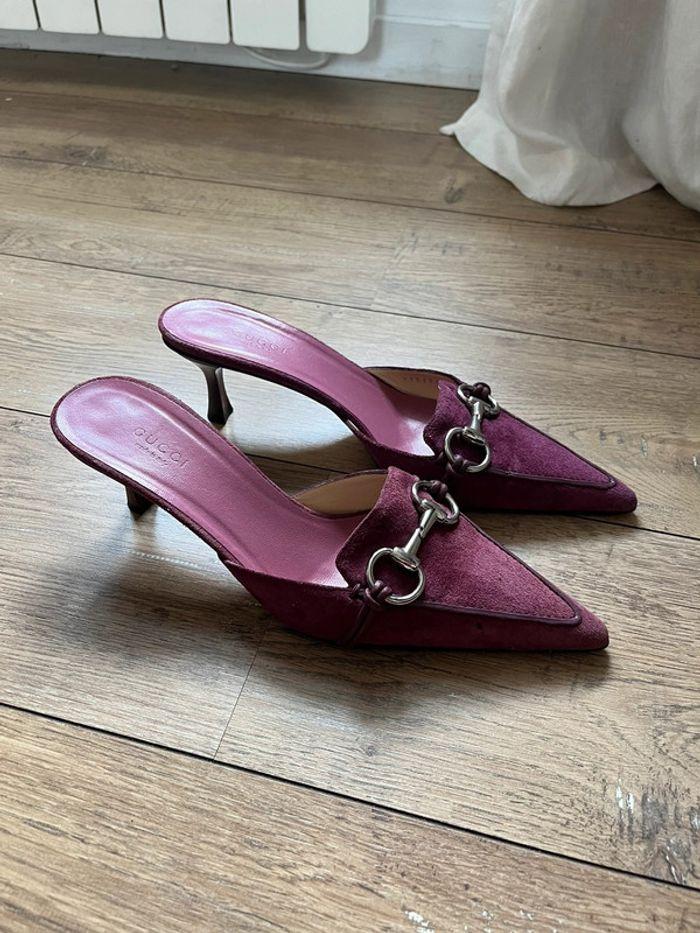 Paire de mules à talons. Escarpins couleur rose foncé, taille 37 - photo numéro 1