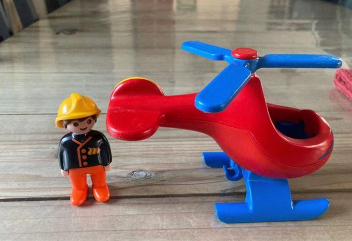 Playmobil 1.2.3 hélicoptère et pompier - photo numéro 2