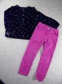 Ensemble fleurs + fuchsia 4 ans