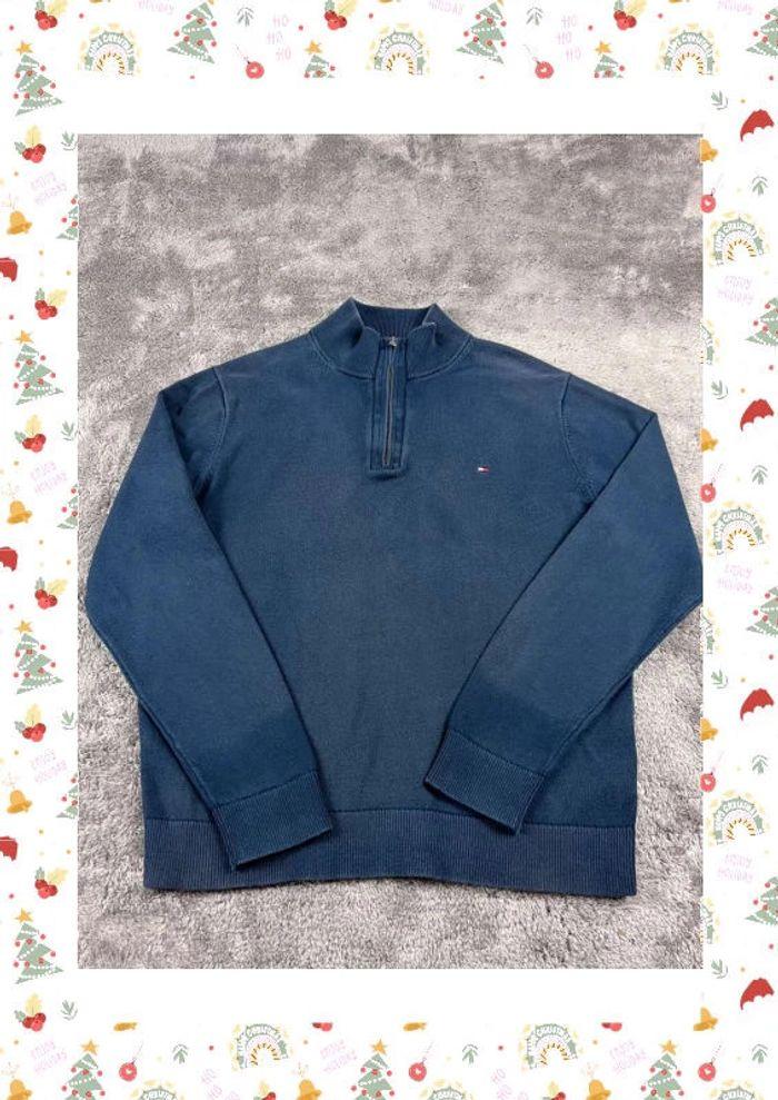 👕 Sweat quart Zip Tommy Hilfiger avec logo brodé Bleu Marine Taille XL 👕 - photo numéro 2