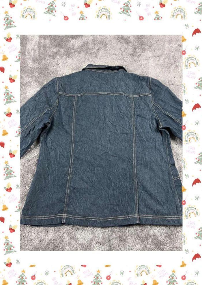 👕 Veste en Jeans fine avec broderie vintage y2k Bleu Marine Taille L 👕 - photo numéro 2