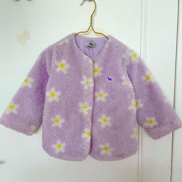 Veste molletonnée violette à fleurs - Taille 2 ans (Hiver) - photo numéro 1