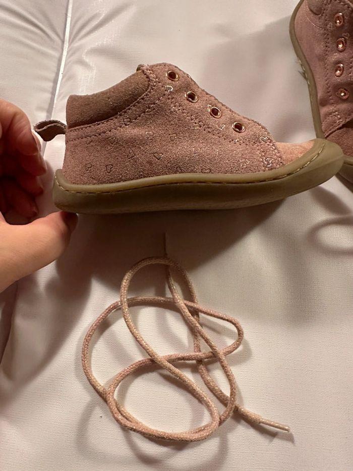 Chaussures à lacet rose cuir gratté Vertbaudet - photo numéro 2