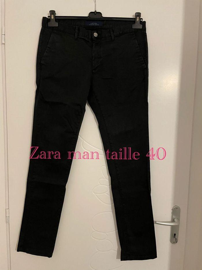 Pantalon noir style chino taille haute coupe slim Zara man taille 40 - photo numéro 1