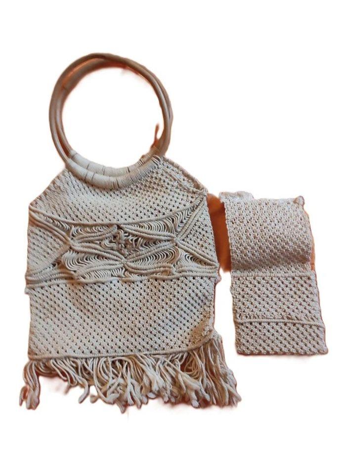 Sac à mains macramé. crème. - photo numéro 1