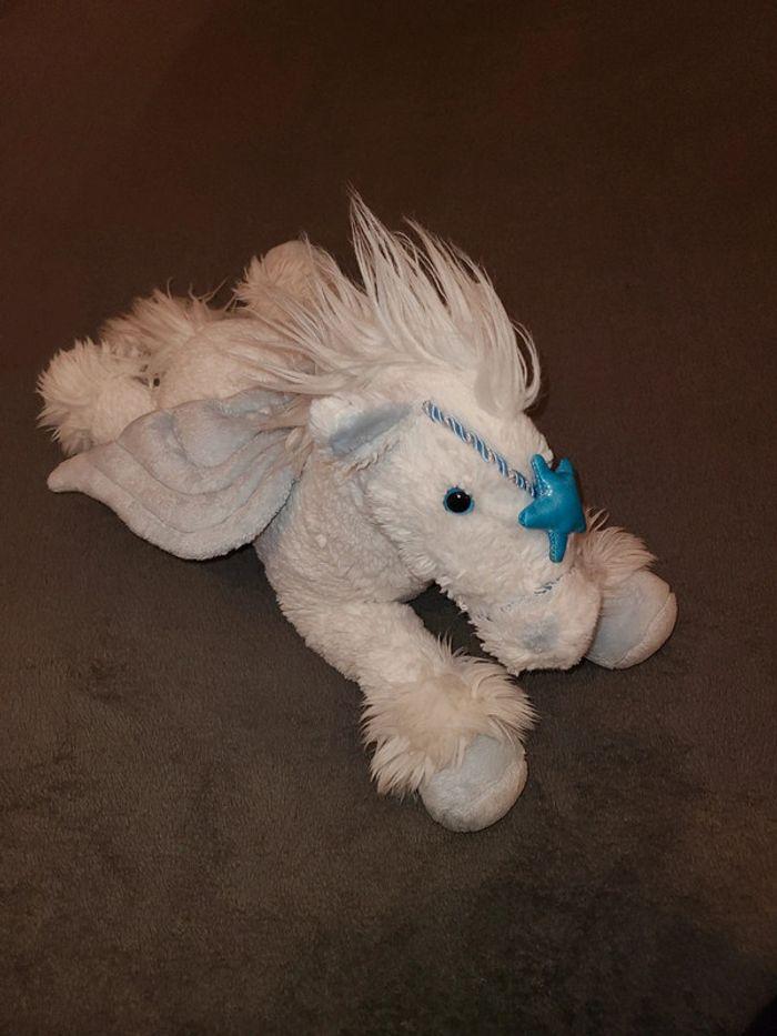 Peluche licorne blanche et bleu - photo numéro 1