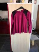 Pull fin grenat avec dentelle noire taille 42