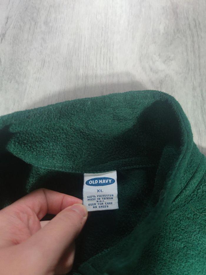 Veste Half Zip Old Navy Vert Sapin Logo Brodé Bleu Marine Taille XL Homme - photo numéro 4