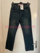 Jean bleu foncé taille haute coupe droit neuf meters bonwe taille XS