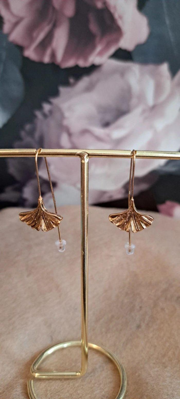 Boucles d'oreilles feuille ginkgo - photo numéro 1