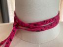 Ceinture cordon en tissus rose fleur noire 115x 0.8