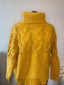 Pull d’hiver col roulé tressé jaune moutarde Etam taille M / 38