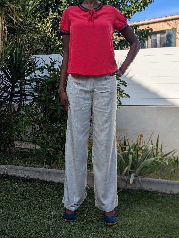 Pantalon okaidi , femme,  lin, taille 36 - photo numéro 4