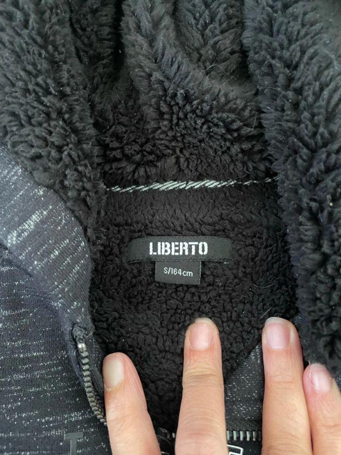 Veste gilet sweat à capuche zip devant gris blanc fourré moumoute neuf liberto taille S - photo numéro 3