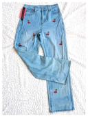 Jean ample wide leg cerises brodées  🍒