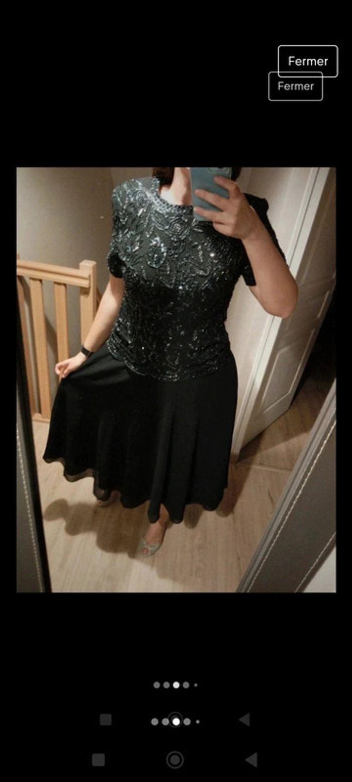 Superbe robe vintage sequins taille 42 vintage noire - photo numéro 3