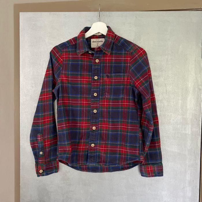 Chemise en flanelle à carreaux rouge, bleu et verte avec logo Abercrombie