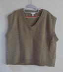 PULL H&M FEMME SANS MANCHES COL V MARRON CLAIR TAILLE M