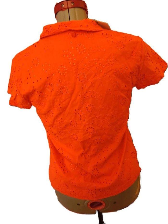 Chemise broderies orange Vila Joy Taille XS - photo numéro 3