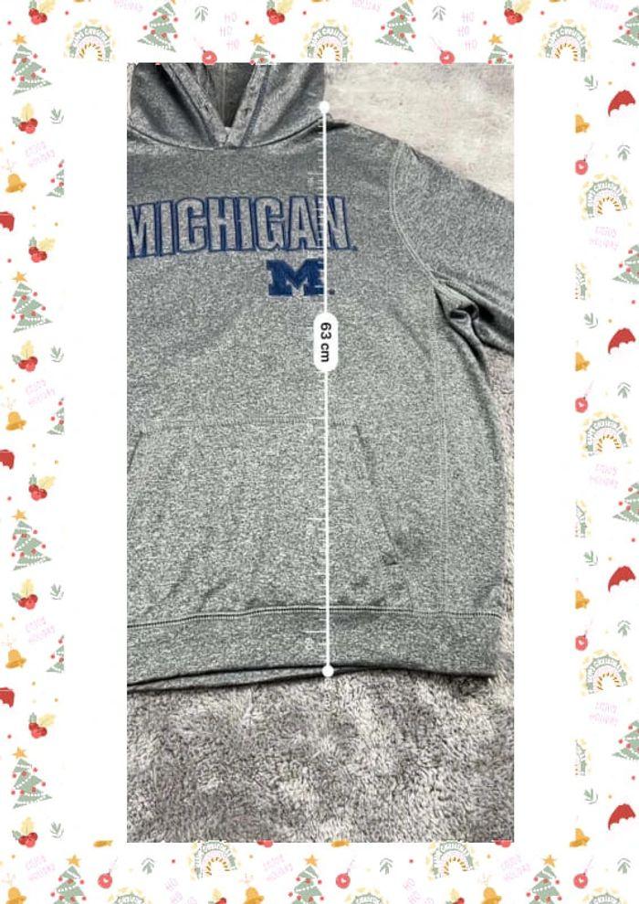 👕 Sweat à capuche Veste University Rare Vintage y2k 90s 2000s Michigan Logo Brodé Gris Taille M 👕 - photo numéro 3