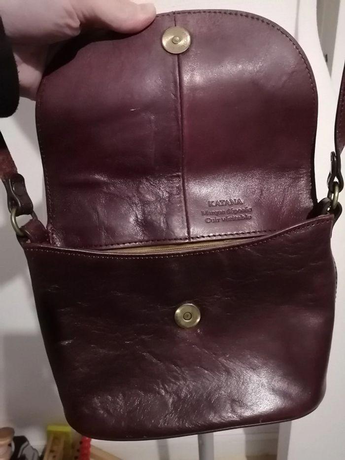 Sac cuir bandoulière bordeaux - photo numéro 5