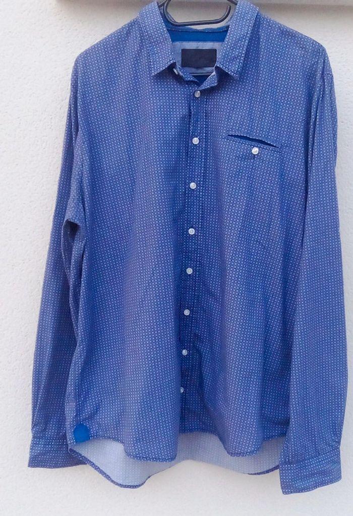 Chemise manches longues Izac bleue marine à petits motifs taille XL - photo numéro 8