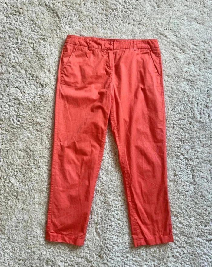 Pantalon chinos 7/8eme - camaïeu - corail - 38 - photo numéro 3