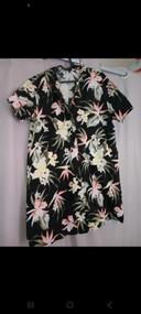 Robe chemise manches courtes imprimé tropical noire taille m 38 h&m