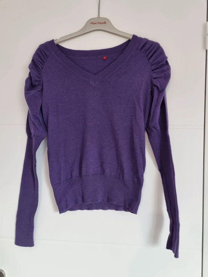 Pull col V Inconnu (violet), S / 36 / 8 - photo numéro 1