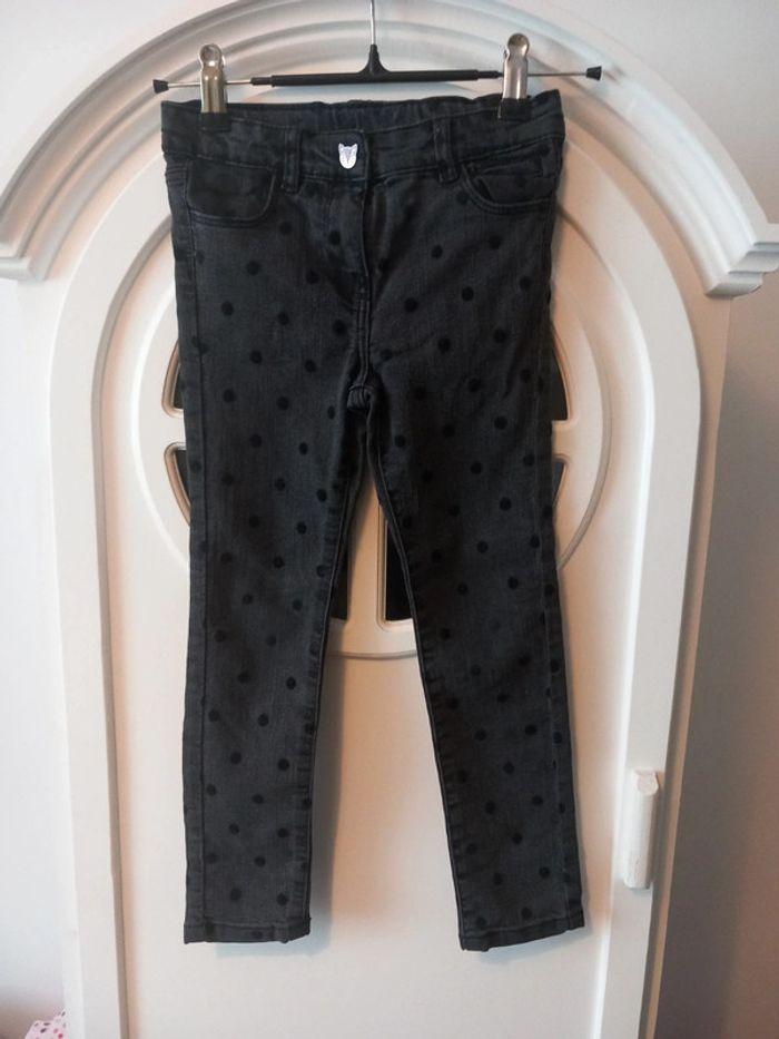 Pantalon jean noir/gris pois velours DPAM 5ans - photo numéro 1