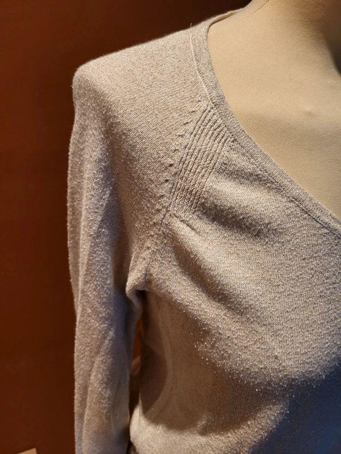 Pull fin beige paillettes - photo numéro 2