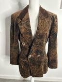 Blazer en velours marron imprimés paisley Vintage T38 M