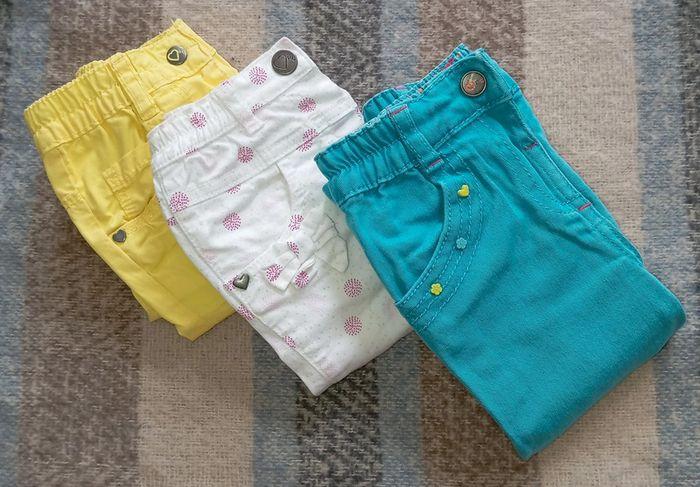 Lot de 3 pantalons fille colorés 12 mois - photo numéro 1