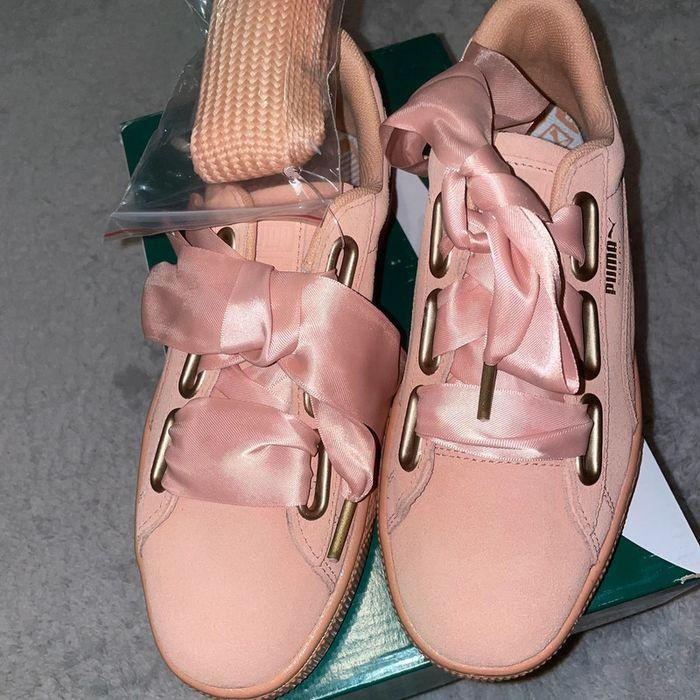 Puma basket suède rose / corail neuves taille 36 - photo numéro 3