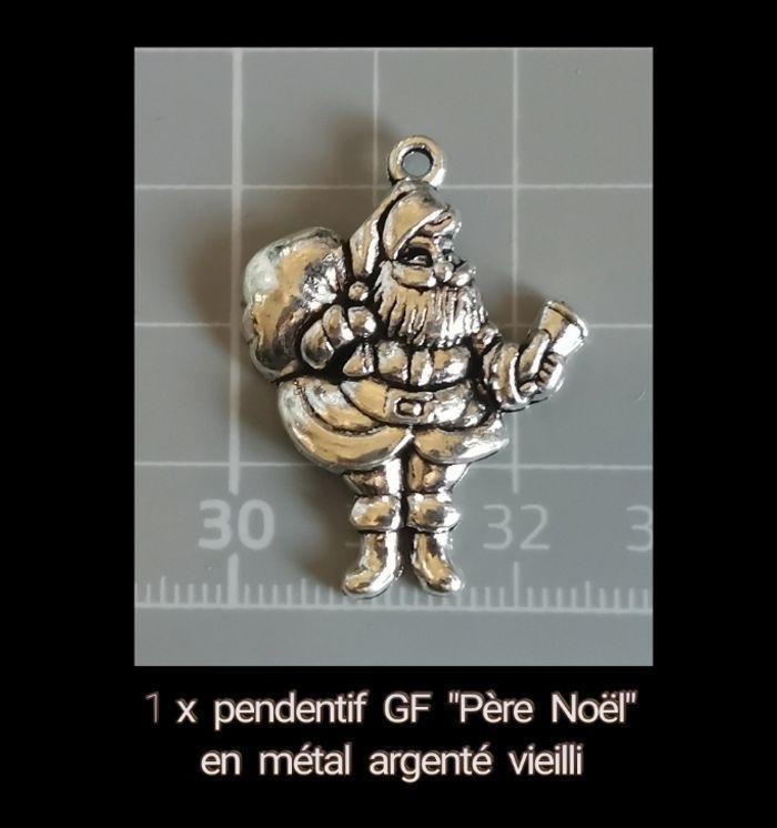 1 x Pendentif "Père Noël" GF en métal argenté - photo numéro 1