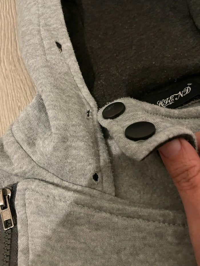 Gilet sweat zip à capuche gris et noir HGE ND taille M - photo numéro 3