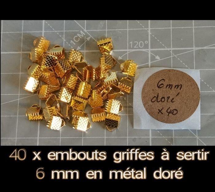 40 embouts griffes 6mm à sertir en métal doré - photo numéro 1