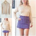 Adorable pull beige col V Vintage. Preppy style. T 36. Fait main