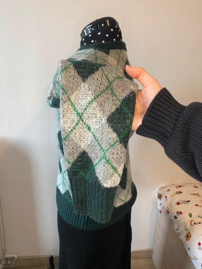 Pull à carreaux vert et gris Bizzbee taille S / 36 - photo numéro 8