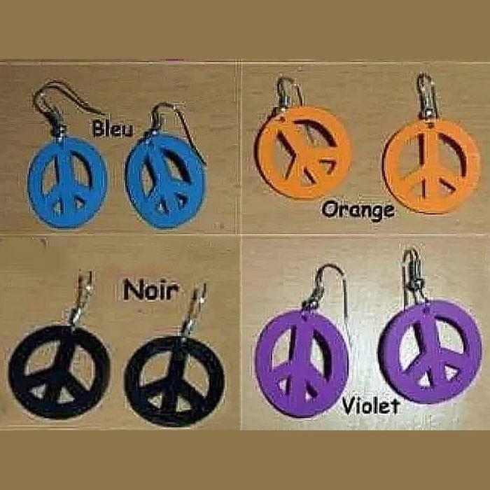 Boucles d'oreilles PEACE en bois - photo numéro 2