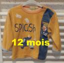 Haut de pyjama jaune bleu motif chien Culbuto Taille 12 mois