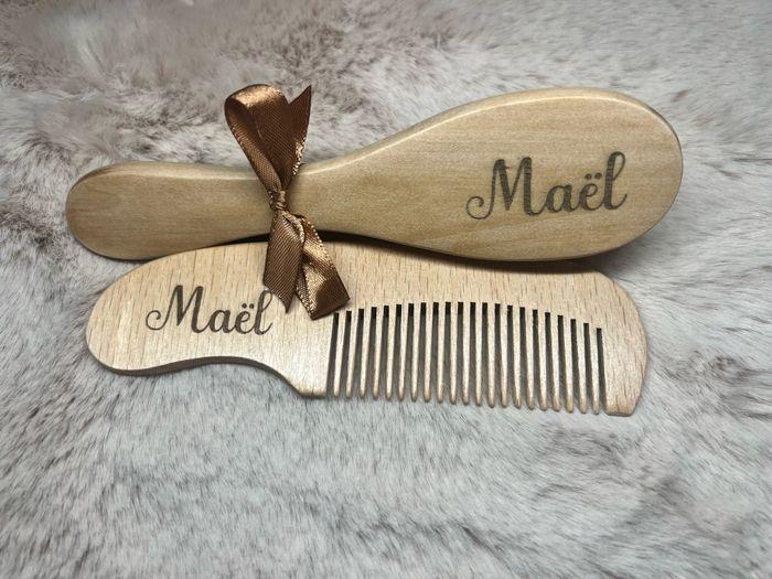 Lot brosse et peigne en bois personnalisés - photo numéro 6