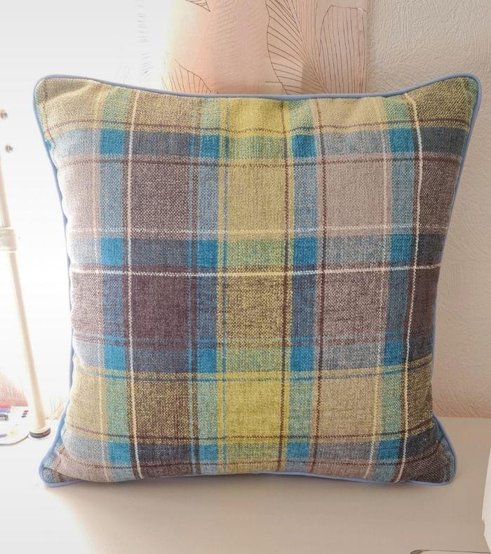 Lot de 2 housses de coussin tissu tartan type ecossais canapé, lit, fauteuil, coussin,deco - photo numéro 1