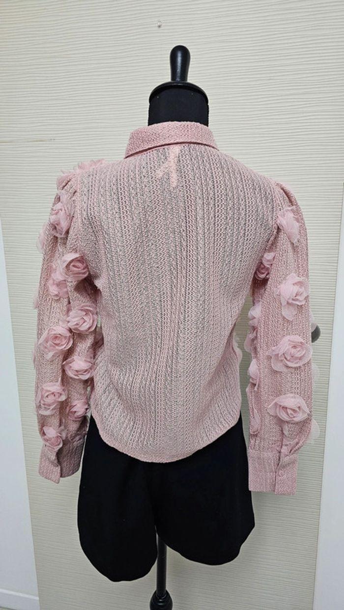 Chemise broderies rose fleurs 3d mademoiselle chic - photo numéro 6