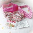 Martine bandeau cheveux hair serre tête headband bandana head band liberty flower rose pink carreaux